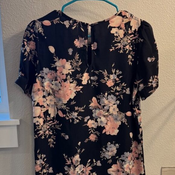 Soprano Black Floral Shift Dress Size S - Picture 2 of 5
